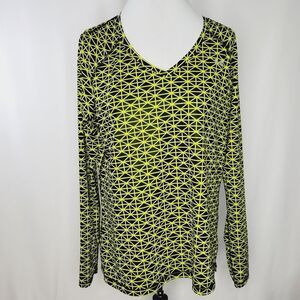 Under Armour HeatGear Printed Long Sleeve Shirt Black Neon Women's XL